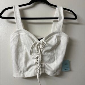 Forever 21 White Lace-Up Crop Top